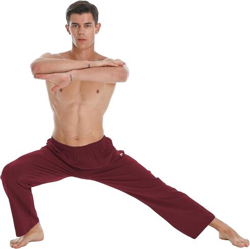 بنطال رياضي لليوجا للرجال من FEDTOSING مفتوح من الأسفل، بنطال رياضي فضفاض للجري مع جيوب in Kuwait