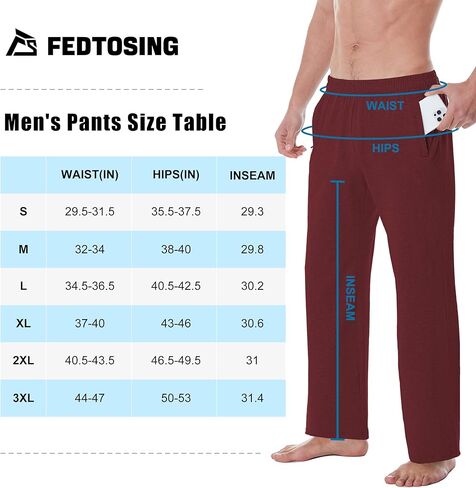 بنطال رياضي لليوجا للرجال من FEDTOSING مفتوح من الأسفل، بنطال رياضي فضفاض للجري مع جيوب in Kuwait