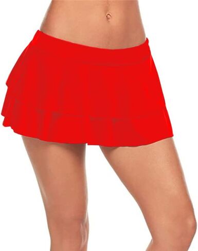 Sinono Women Sexy Solid Ruffle Mini Skirt for Schoolgirl Costumes(X-Small,Black) in Kuwait