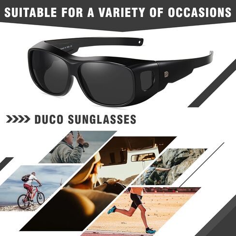 DUCO Fit Over النظارات الشمسية الملفوفة للرجال والنساء نظارات شمسية مستقطبة للحماية من الأشعة فوق البنفسجية DC8965 in Kuwait