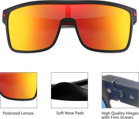 JIM HALO Men’s Polarized Shield Sunglasses Oversized Flat Top Square Glasses in Kuwait