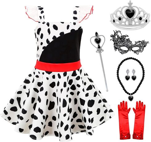 مجموعة فستان فتاة Akokvlar منقطة زي حفلة الهالوين الدلماسي in Kuwait