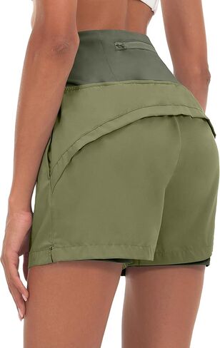 Little Donkey Andy Women's Quick-Dry Running Shorts, High Waist Stretch Workout Hiking Bicycle Athletic Shorts with Liner in Saudi Arabia