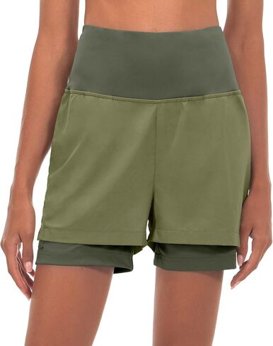Little Donkey Andy Women's Quick-Dry Running Shorts, High Waist Stretch Workout Hiking Bicycle Athletic Shorts with Liner in Saudi Arabia