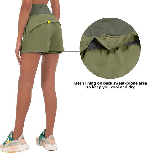 Little Donkey Andy Women's Quick-Dry Running Shorts, High Waist Stretch Workout Hiking Bicycle Athletic Shorts with Liner in Saudi Arabia
