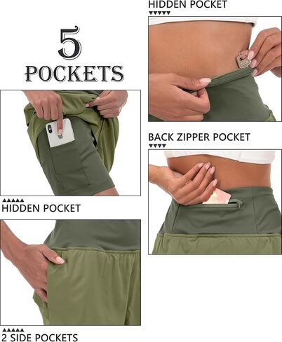 Little Donkey Andy Women's Quick-Dry Running Shorts, High Waist Stretch Workout Hiking Bicycle Athletic Shorts with Liner in Saudi Arabia