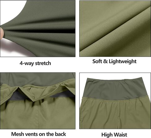 Little Donkey Andy Women's Quick-Dry Running Shorts, High Waist Stretch Workout Hiking Bicycle Athletic Shorts with Liner in Saudi Arabia