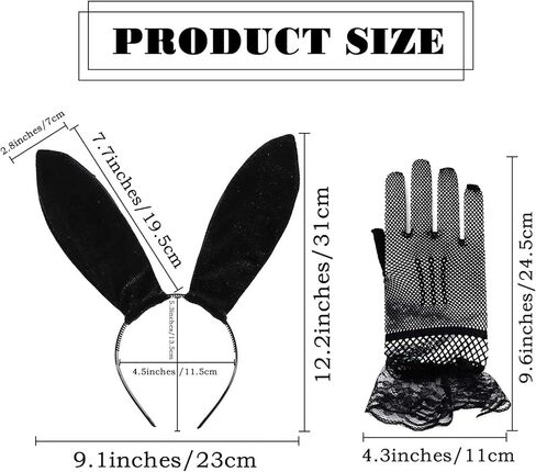 Acenail أرنب آذان عقال مثير أسود مخملي آذان أرنب عصابات مع قفازات الدانتيل الطرف الديكور أغطية الرأس قفازات قصيرة الأرنب زي الملحقات مجموعات بلاي بوي الأرنب زي الأرنب الأذن عصابات الشعر لجميع القديسين حفلة تنكرية in Kuwait