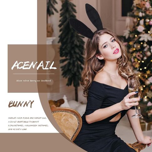 Acenail أرنب آذان عقال مثير أسود مخملي آذان أرنب عصابات مع قفازات الدانتيل الطرف الديكور أغطية الرأس قفازات قصيرة الأرنب زي الملحقات مجموعات بلاي بوي الأرنب زي الأرنب الأذن عصابات الشعر لجميع القديسين حفلة تنكرية in Kuwait