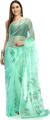 DRAPE & DRESSES Hand Painted Women's Latest Chiffon Sarees Floral Print Ladies Saree Indian Wear for Women in Saudi Arabia