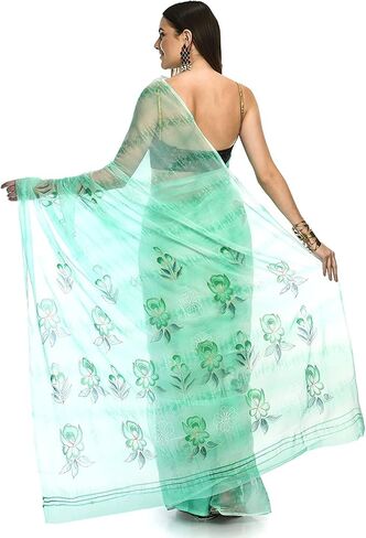 DRAPE & DRESSES Hand Painted Women's Latest Chiffon Sarees Floral Print Ladies Saree Indian Wear for Women in Saudi Arabia
