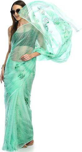 DRAPE & DRESSES Hand Painted Women's Latest Chiffon Sarees Floral Print Ladies Saree Indian Wear for Women in Saudi Arabia