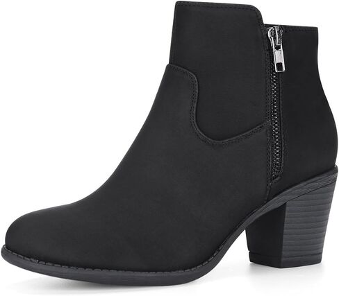 Allegra K Women's's Low Chunky Heel Side Zipper Ankle Booties in Kuwait