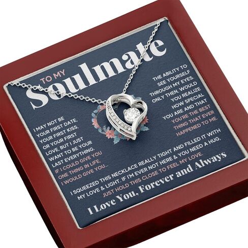 Couples Gifts Necklace To My Soulmate Necklace Birthday Christmas Jewelry Romantic Gifts For My Wife with Message Card Box Personalized Gift Present Pendant for Future Wife Soulmate Girlfriend in Saudi Arabia