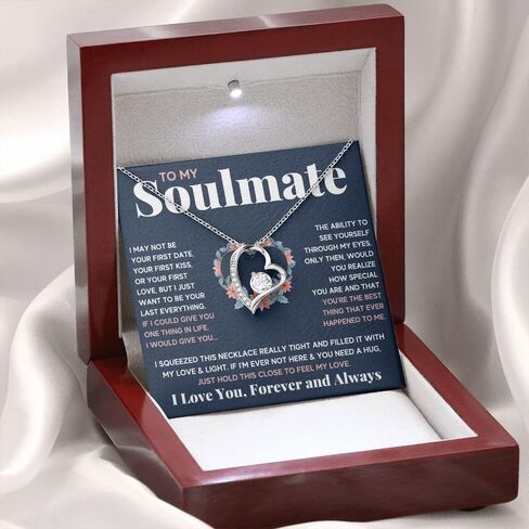 Couples Gifts Necklace To My Soulmate Necklace Birthday Christmas Jewelry Romantic Gifts For My Wife with Message Card Box Personalized Gift Present Pendant for Future Wife Soulmate Girlfriend in Saudi Arabia