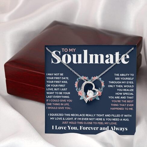 Couples Gifts Necklace To My Soulmate Necklace Birthday Christmas Jewelry Romantic Gifts For My Wife with Message Card Box Personalized Gift Present Pendant for Future Wife Soulmate Girlfriend in Saudi Arabia