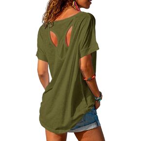 MIRACMODA Women Open Back Athlete Loose Fitting Workout Casual Yoga T-Shirt Summer Gym Tee in Saudi Arabia