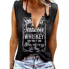 Country Music Shirts Women Vintage Tennessee Concert Graphic Tees Ring Hole V Neck Tops