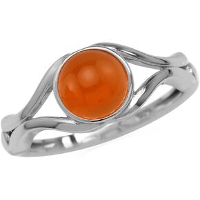 Silvershake 7MM Natural Round Shape Gemstone White Gold Plated 925 Sterling Silver Casual Solitaire Ring Jewelry for Women