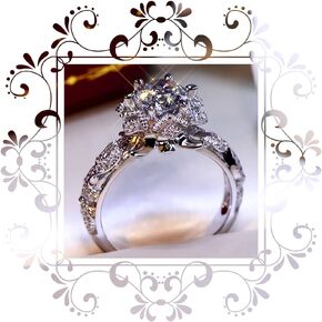 JESMING 925 فضة مطلية بالألماس خاتم زهرة خاتم تشيكوسلوفاكيا مقلد خاتم الماس خواتم كريستال خاتم اليومي للنساء in Kuwait