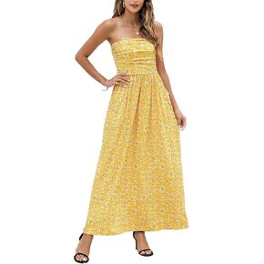 Womens Strapless Graceful Floral Party Maxi Dress in Kuwait