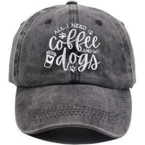 All I Need is Coffee and My Dogs Hat, Dog Dad & Mom Baseball Cap, Coffee Life Adjustable Distressed Denim in Kuwait