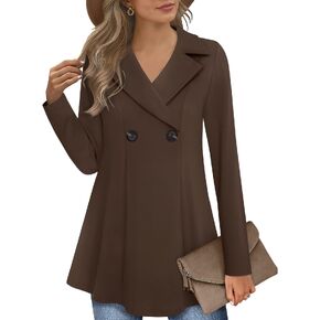Timeson Women's Flat Collar Winter Tunic Sweaters Long Sleeve Ladies Dressy Sweatshirts