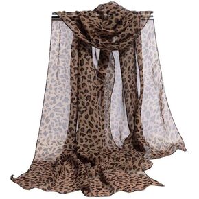 Long Medium Rectangle Sheer Chiffon Black Tan Brown Leopard Cheetah Animal Print Scarf Women's Scarves Hijab Shawl Pashmina Headband Bandana 19" in wide x 62" in long in Saudi Arabia