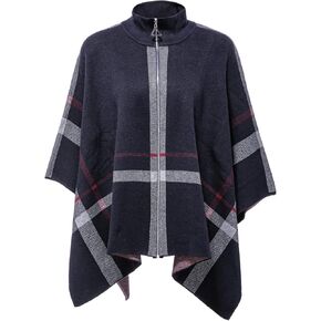 GRAN ORIENTE Women's Warm Shawl Wrap Fashion Blanket Scarf Open Front Knitted Sweater Cardigan Wraps Plaid Cloak for Winter in Kuwait