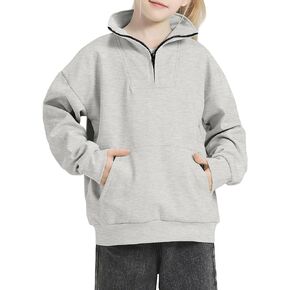 Handfrog Girl's Sweatshirt Long Sleeve Quarter Zip Shirts with Pocket Fall Cute Athletic Pullover Tops