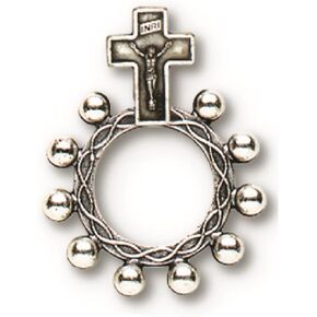 Venerare Crucifixion Rosary Ring Silver Oxidized Double Sided Single Ring in Saudi Arabia