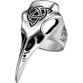 Stainless Steel Viking Raven Crow Skull Ring for Men Women Gothic Norse Protection Jewelry(with Gift Box) in Kuwait
