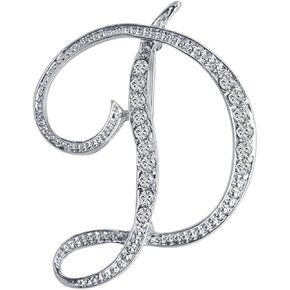 ANTOLL Initial Letters Brooch Pins For Women, Letter Pins For Stockings, Silver Plated Metal Rhinestone Clear AAA+ Crystal Lapel Pin Brooches（1Pcs）