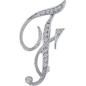 ANTOLL Initial Letters Brooch Pins For Women, Letter Pins For Stockings, Silver Plated Metal Rhinestone Clear AAA+ Crystal Lapel Pin Brooches（1Pcs） in Kuwait