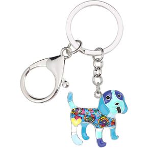 BONSNY Enamel Metal Sweet Beagle Dog Keychains Key Car Purse Bags PETS Charms Gifts