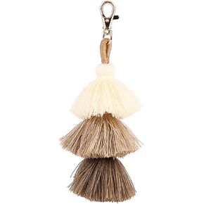 JINZHOUFZ Tassel Colorful Bohemian Handbag Charms Rainbow Key Chain Cotton Tassel Fashion Accessories for Women