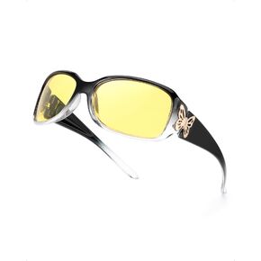 FIMILU Night Driving Glasses for Women Polarized Night Vision Glasses Trendy Butterfly Decor Fashion Accessories