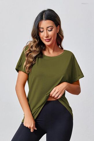MIRACMODA Women Open Back Athlete Loose Fitting Workout Casual Yoga T-Shirt Summer Gym Tee in Kuwait