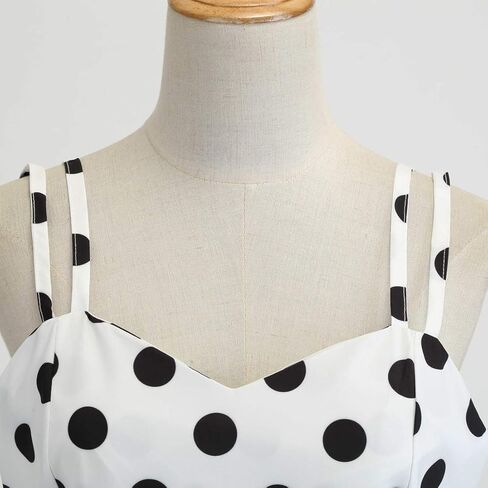 Women Vintage Polka Dots Dress 1950s Spaghetti Strap A-Line Summer Swing Dress Audrey Retro Cocktail Party Dresses in Saudi Arabia