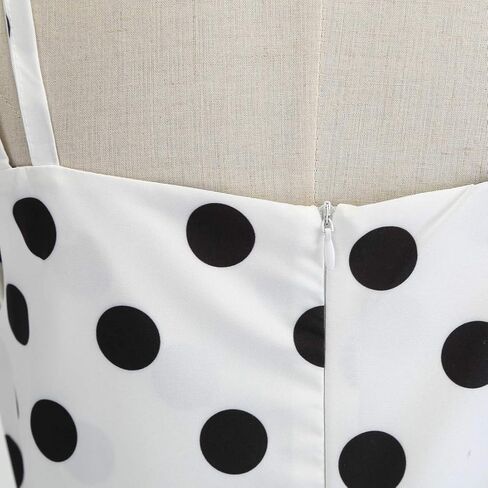 Women Vintage Polka Dots Dress 1950s Spaghetti Strap A-Line Summer Swing Dress Audrey Retro Cocktail Party Dresses in Saudi Arabia