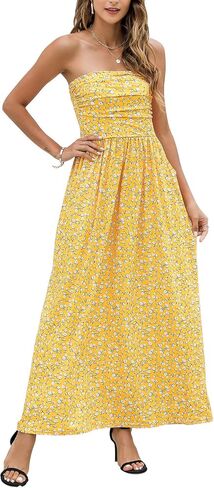 Womens Strapless Graceful Floral Party Maxi Dress in Kuwait
