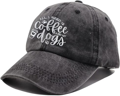 All I Need is Coffee and My Dogs Hat, Dog Dad & Mom Baseball Cap, Coffee Life Adjustable Distressed Denim in Kuwait