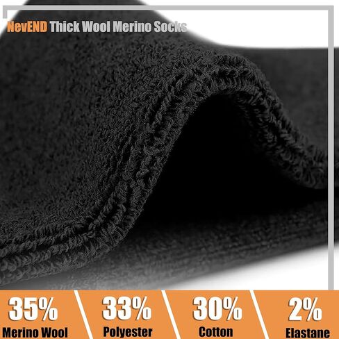 Nevend 6 أزواج من الصوف ميرينو للشتاء الحراري جوارب معزولة للأنشطة الخارجية شديدة التحمل مقاس 10-13 in Kuwait