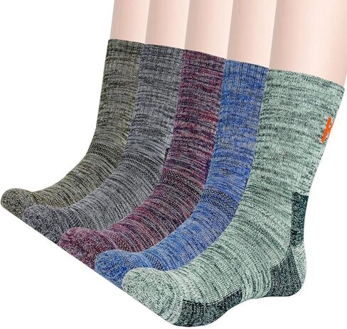 جوارب KONY القطنية للمشي لمسافات طويلة للرجال، 5 أزواج من الجوارب السميكة الماصة للرطوبة للمشي متوسطة الطاقم، هدية لجميع المواسم in Kuwait