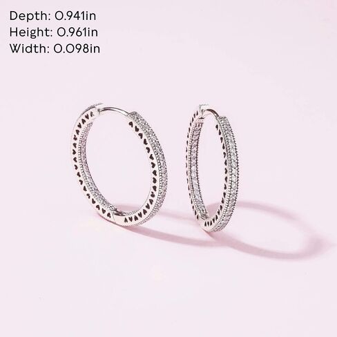 PANDORA Sparkle & Hearts Hoop Earrings - Elegant Earrings for Women - Great Gift for Her - Made with Sterling Silver & Cubic Zirconia in Saudi Arabia