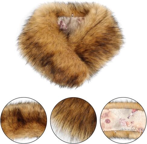 وشاح بياقة من الفرو الاصطناعي، وشاح من فراء الثعلب الصناعي للنساء من MoreChioce، وشاح فرو لتدفئة الرقبة في فصل الشتاء، وشاح من القطيفة الدافئ، إكسسوارات الملابس، 57 سم × 9.5 سم، بني in Kuwait