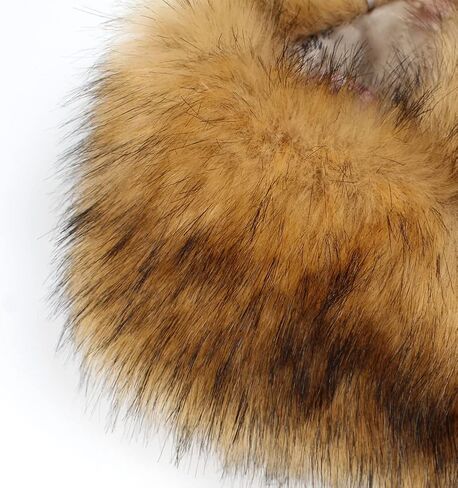 وشاح بياقة من الفرو الاصطناعي، وشاح من فراء الثعلب الصناعي للنساء من MoreChioce، وشاح فرو لتدفئة الرقبة في فصل الشتاء، وشاح من القطيفة الدافئ، إكسسوارات الملابس، 57 سم × 9.5 سم، بني in Kuwait