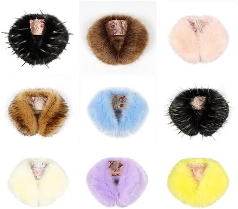 وشاح بياقة من الفرو الاصطناعي، وشاح من فراء الثعلب الصناعي للنساء من MoreChioce، وشاح فرو لتدفئة الرقبة في فصل الشتاء، وشاح من القطيفة الدافئ، إكسسوارات الملابس، 57 سم × 9.5 سم، بني in Kuwait