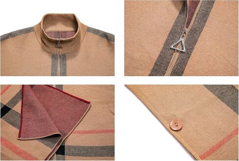 GRAN ORIENTE Women's Warm Shawl Wrap Fashion Blanket Scarf Open Front Knitted Sweater Cardigan Wraps Plaid Cloak for Winter in Kuwait