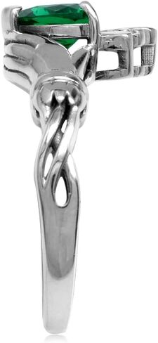 Silvershake Heart Gemstones Irish Celtic Claddagh 925 Sterling Silver Love Loyalty and Friendship Ring Jewelry for Women in Kuwait